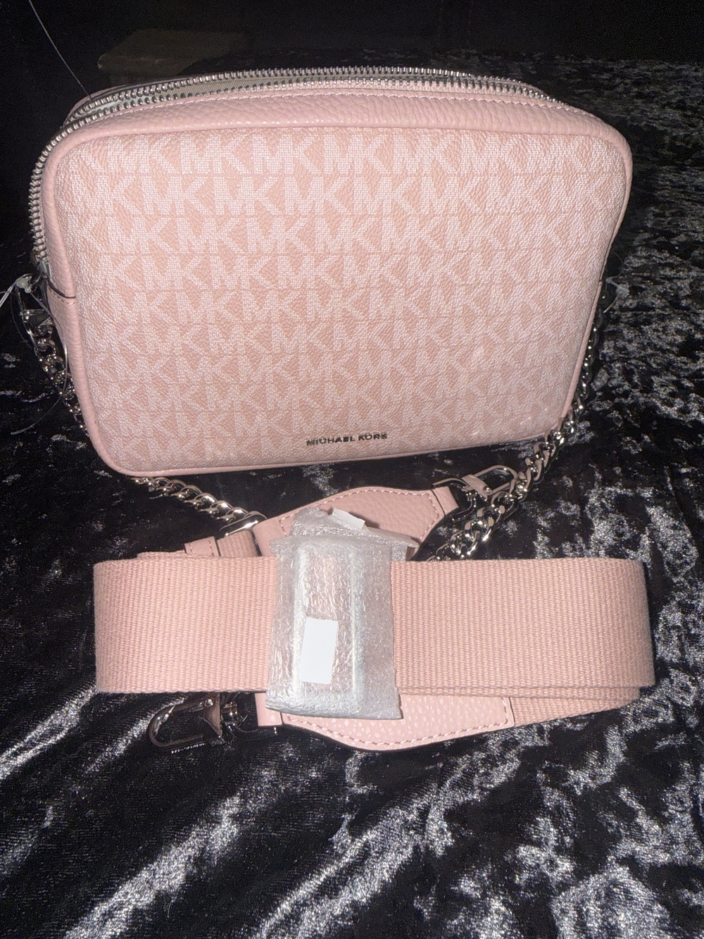 Michael Kors Blush Pink Signature Crossbody Bag with Chain Strap